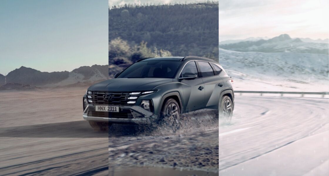 Closer view at the front part of Hyundai car with its logo and grille