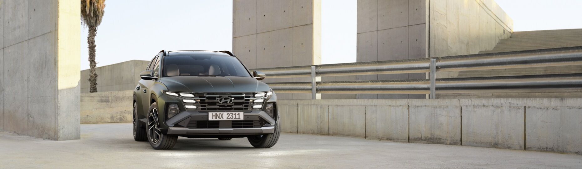Closer view at the front part of Hyundai car with its logo and grille